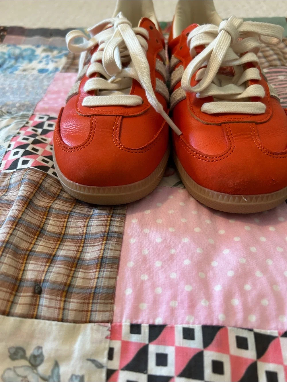 adidas Samba Orange and White Leather Sneakers - Picture 2 of 7